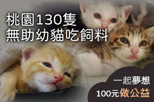 每月提供30包飼料給等待收容的130隻幼貓！