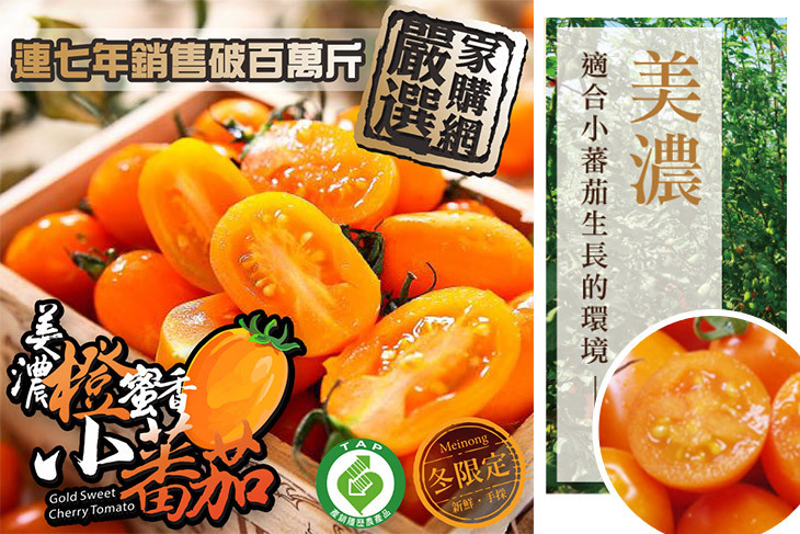 家購網嚴選 高雄美濃橙蜜香小番茄 5斤 5 盒 純淨重不含箱重 超值優惠方案 Gomaji夠麻吉