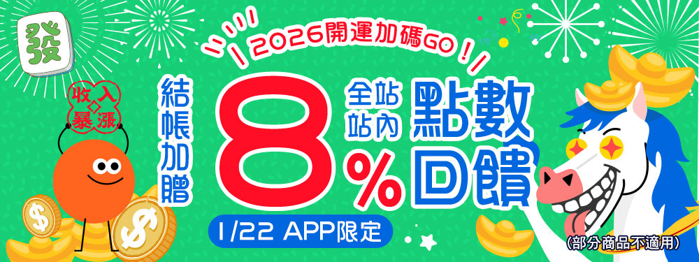 全站商品贈8%｜2026開運加碼！