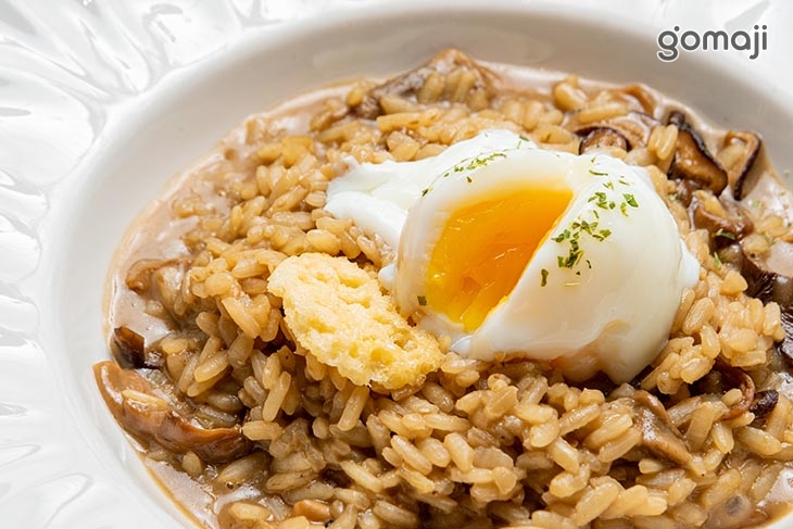 牛肝菌水波蛋野菇燉飯(素)