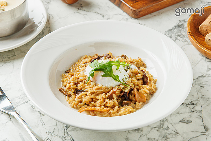 帕瑪森牛肝菌野菇燉飯水波蛋(蛋奶素)