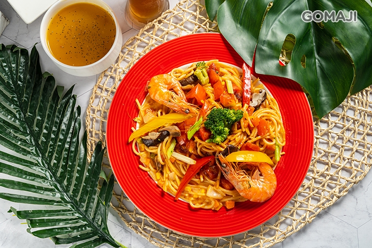 紅醬鮮蝦蘆筍野菇