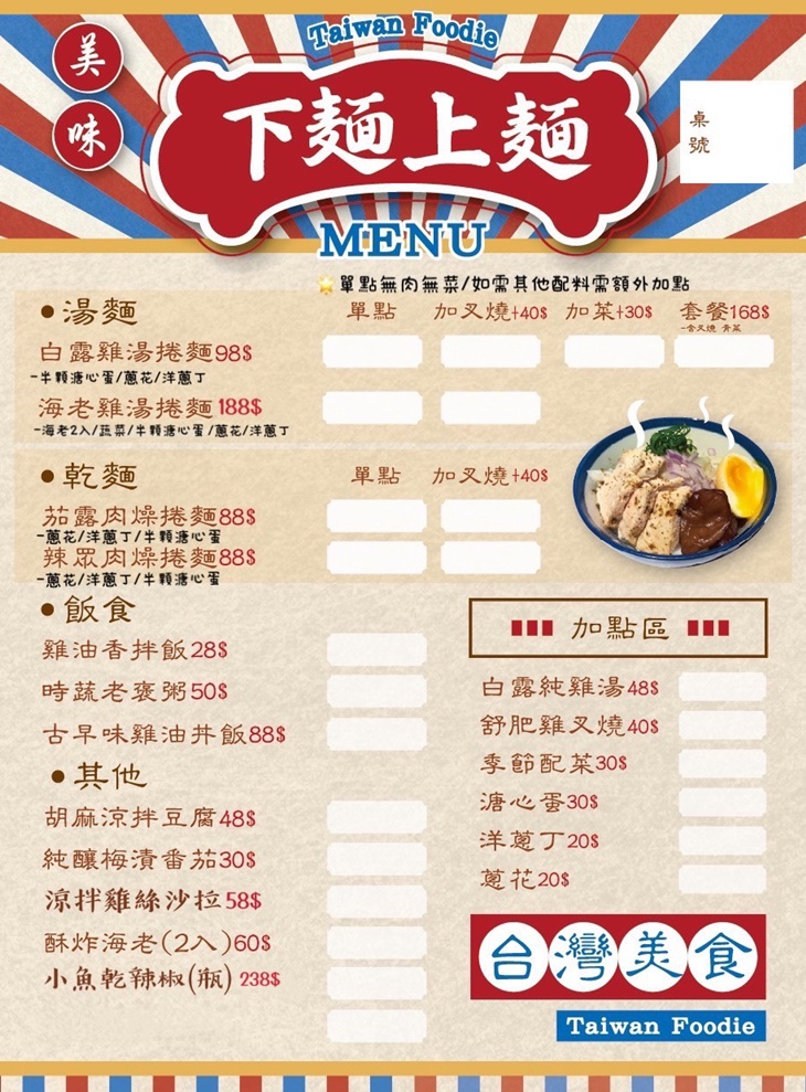 下麵上麵 菜單