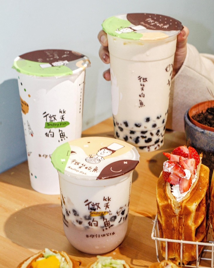 珍珠奶油啤酒(右上)+珍珠芋泥鮮奶(下)