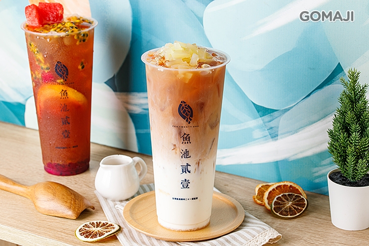 鳳梨椰果鮮奶茶 