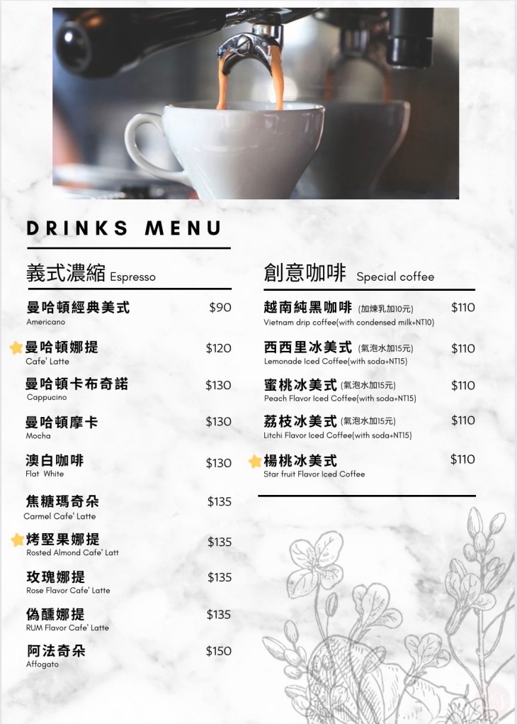 曼哈頓咖啡簡餐menu
