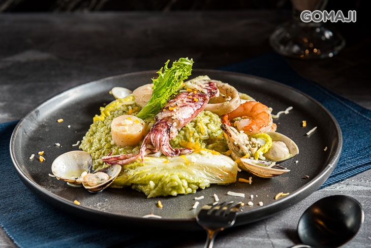 青醬奶油干貝海鮮飯