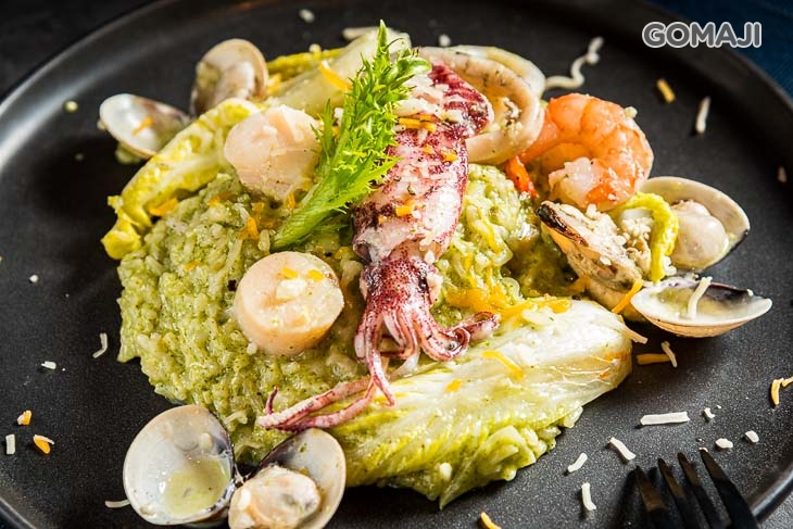 青醬奶油干貝海鮮飯