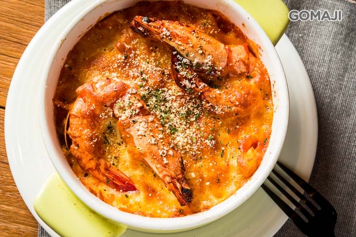 焗烤茄汁海大蝦焗烤燉飯