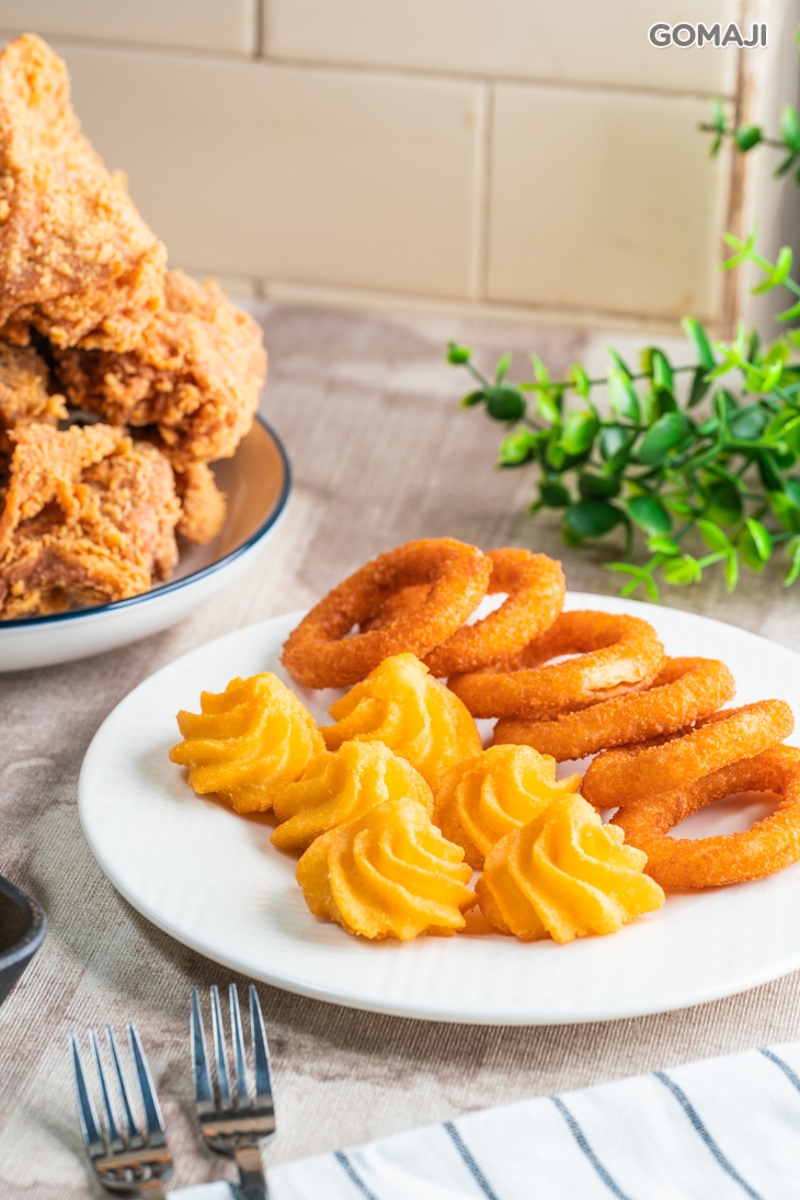 美式洋蔥圈、曲奇薯球花 