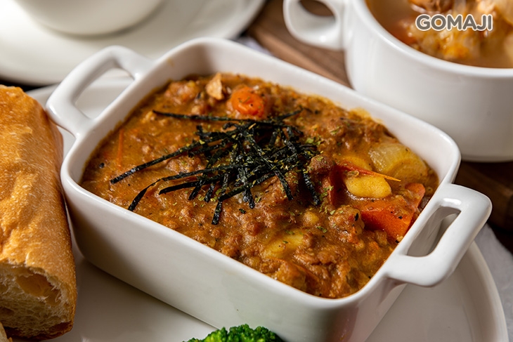 無水蔬菜蔬菜豬肉咖哩(今日湯品+法國麵包+花椰菜+蜜柚柑橘奶酪)