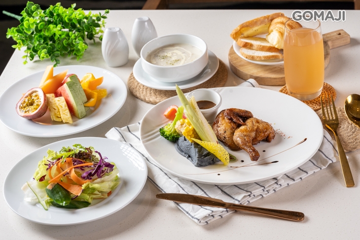 義大利香料烤春雞佐雞肉汁+歐美自助式沙拉吧吃到飽