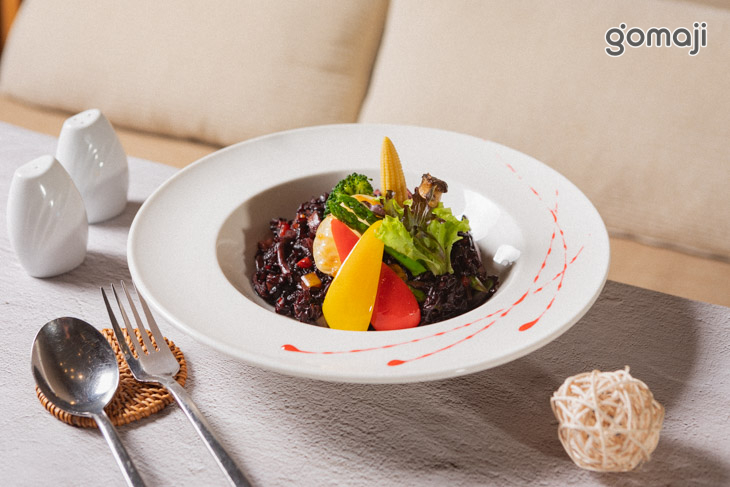 蘆筍黑糙米野菇燉飯(素)