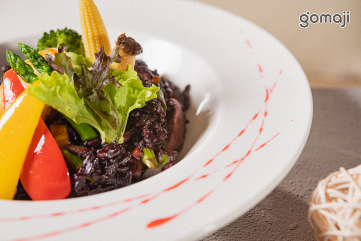 蘆筍黑糙米野菇燉飯(素)