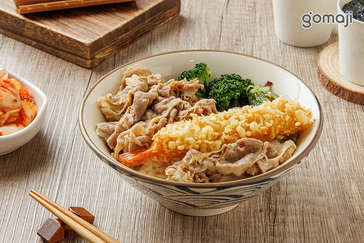 炸蝦牛肉丼飯