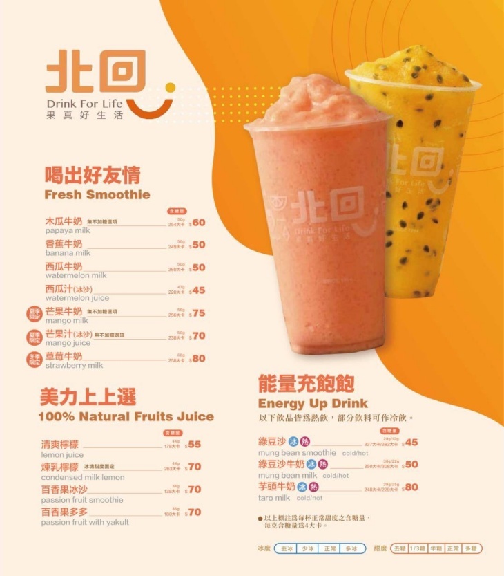 北回木瓜牛奶(高雄六合店)菜單