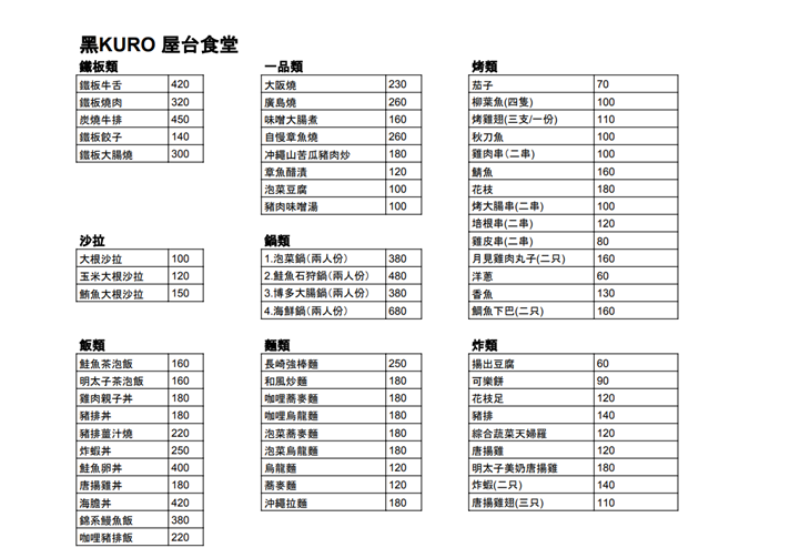 黑kuro屋台食堂超值優惠方案 Gomaji夠麻吉