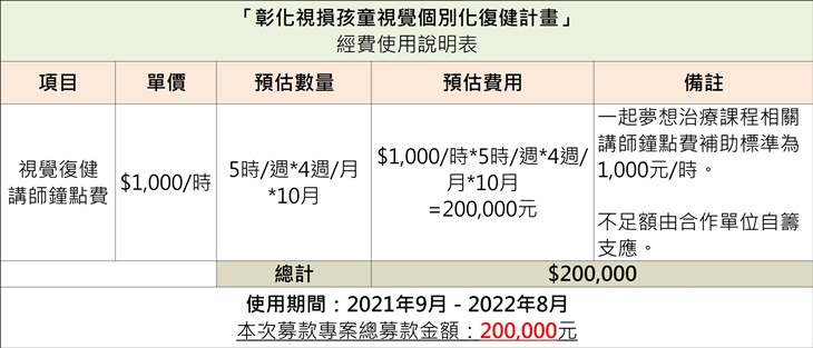 彰化視損孩童視覺個別化復健計畫