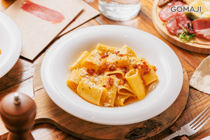 鹽漬豬頰肉蛋黃義大利麵