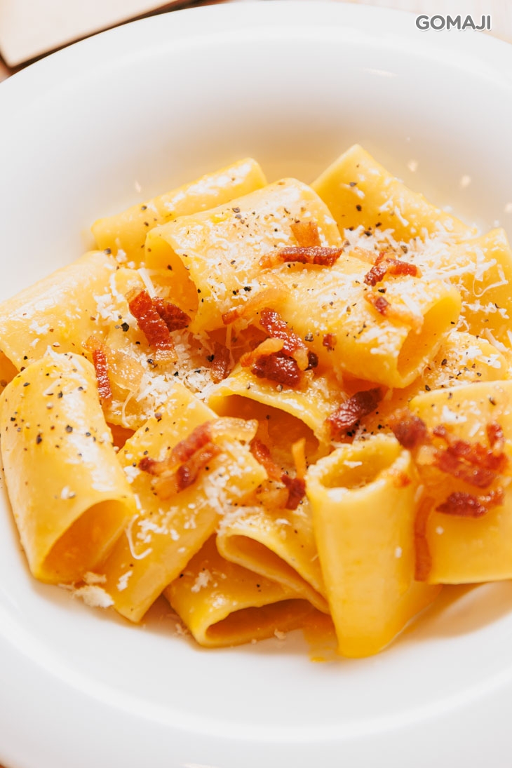 鹽漬豬頰肉蛋黃義大利麵