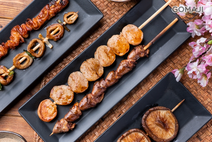 爆漿雞心串、新竹貢丸串