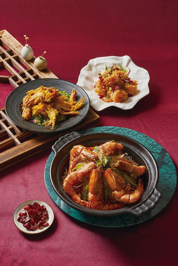 珍味海鮮-避風塘蝦球+金沙軟殼蟹+鮮蝦粉絲煲