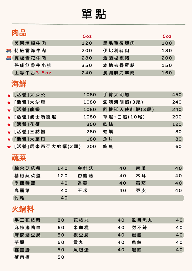 なべNabe那邊火鍋.燒烤菜單