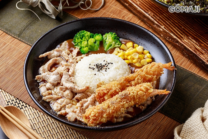 雙拼咖哩飯-蝦(2隻)+雞肉套餐