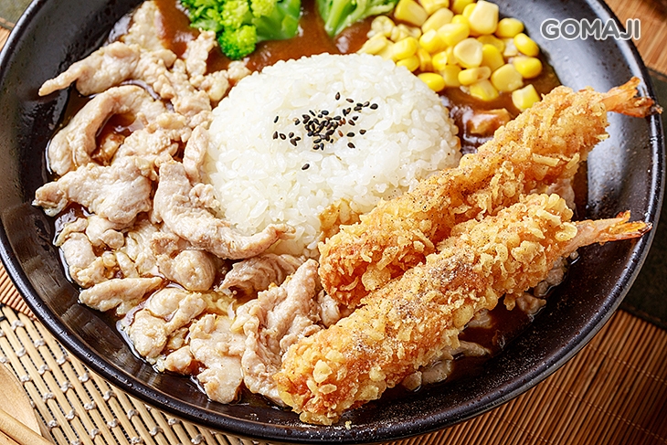 雙拼咖哩飯-蝦(2隻)+雞肉套餐