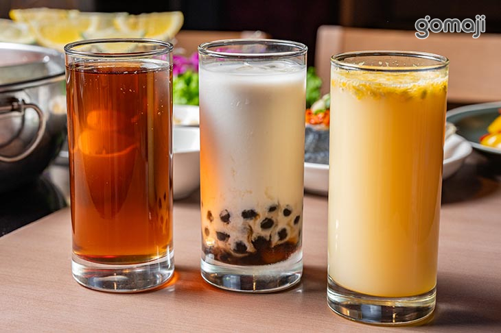 黑糖珍珠撞奶&阿嬤的紅茶&百香果多多氣泡飲