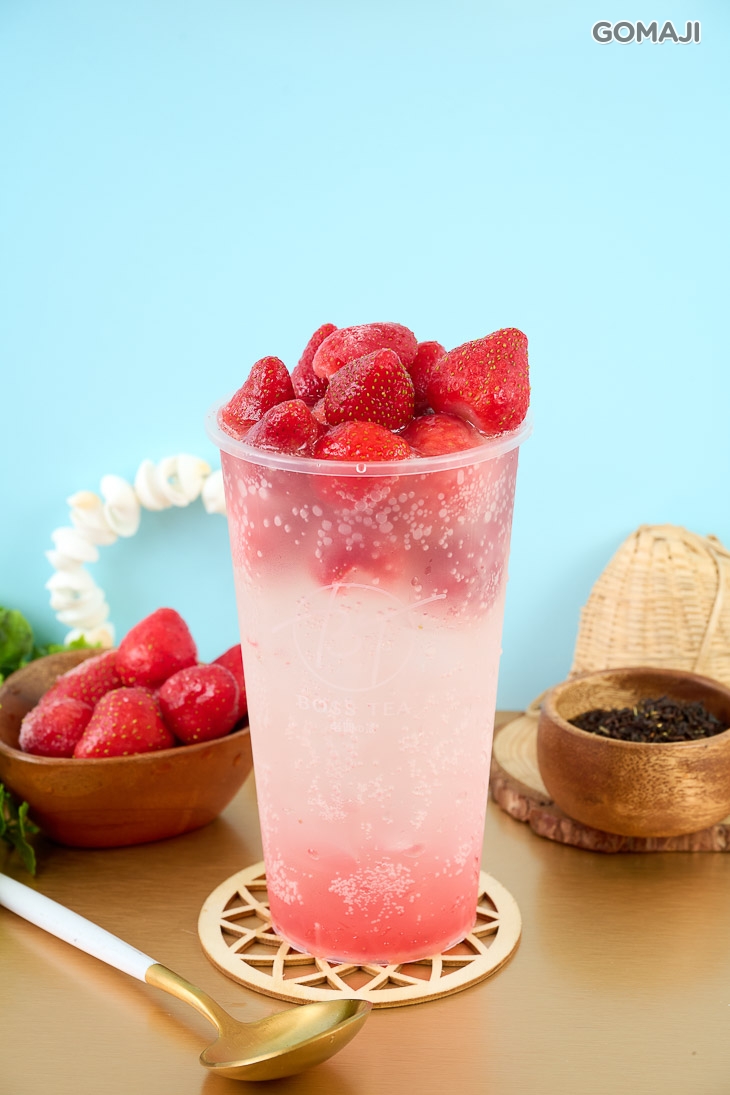 草莓汽泡泡飲