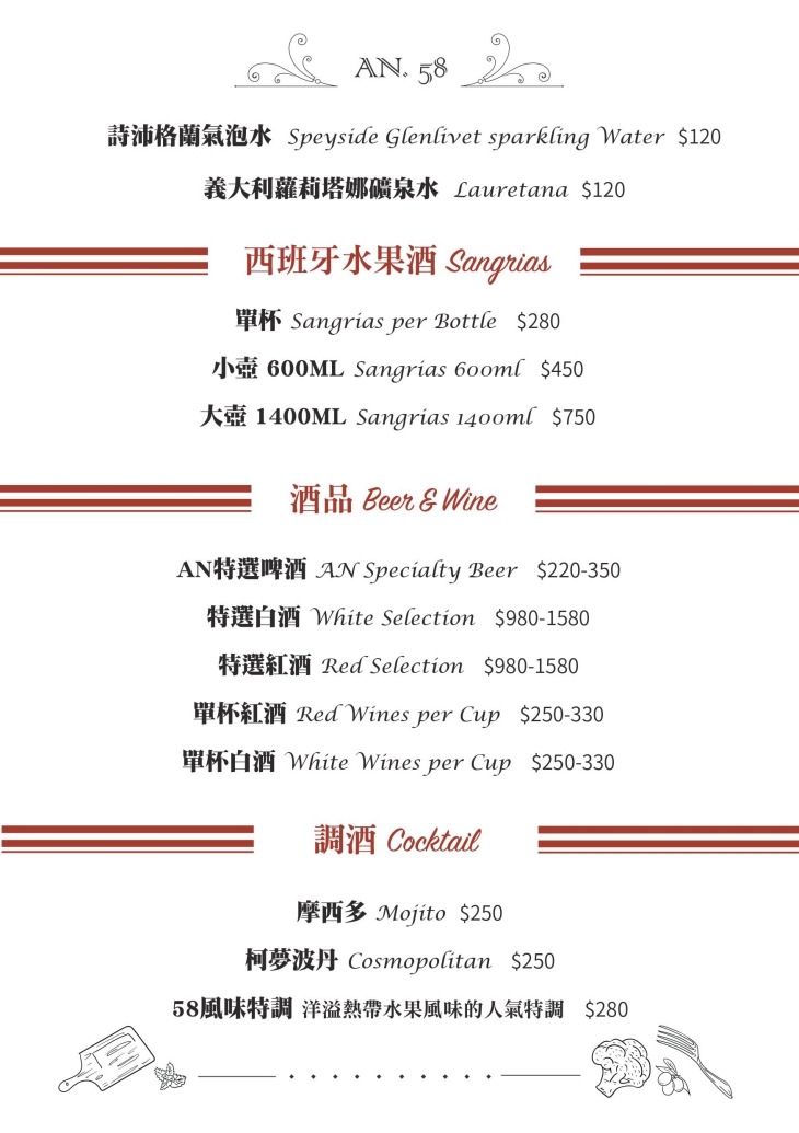 AN58西班牙創意料理菜單