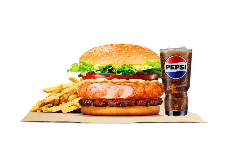 Q彈海老牛肉堡餐