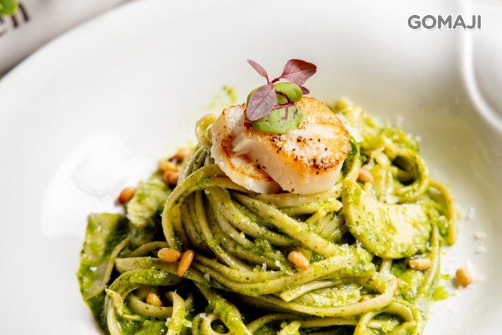 香煎干貝青醬義大利麵