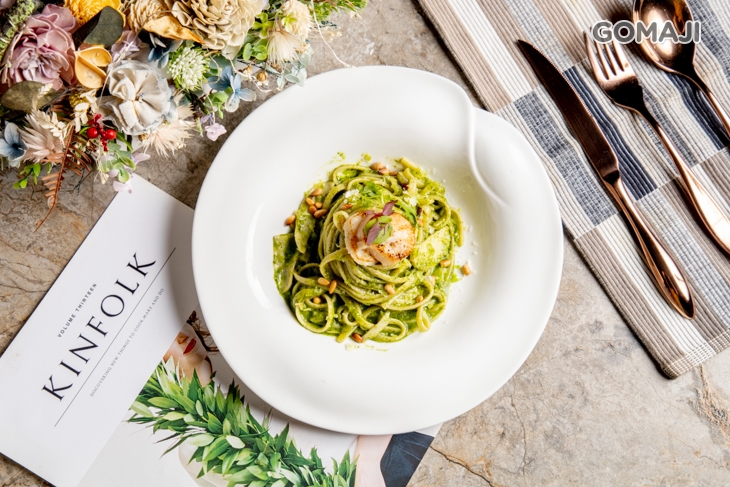 香煎干貝青醬義大利麵