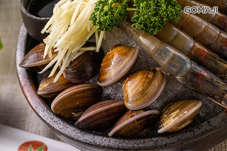 海鮮三拼(蛤蠣+鮮蝦+鱸魚) 