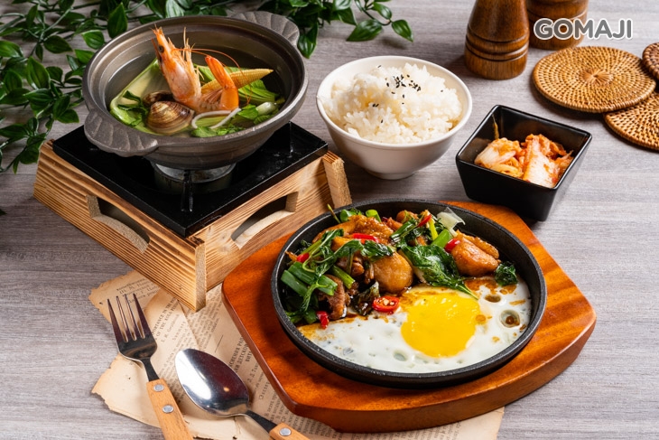 塔香三杯雞腿鐵板燒