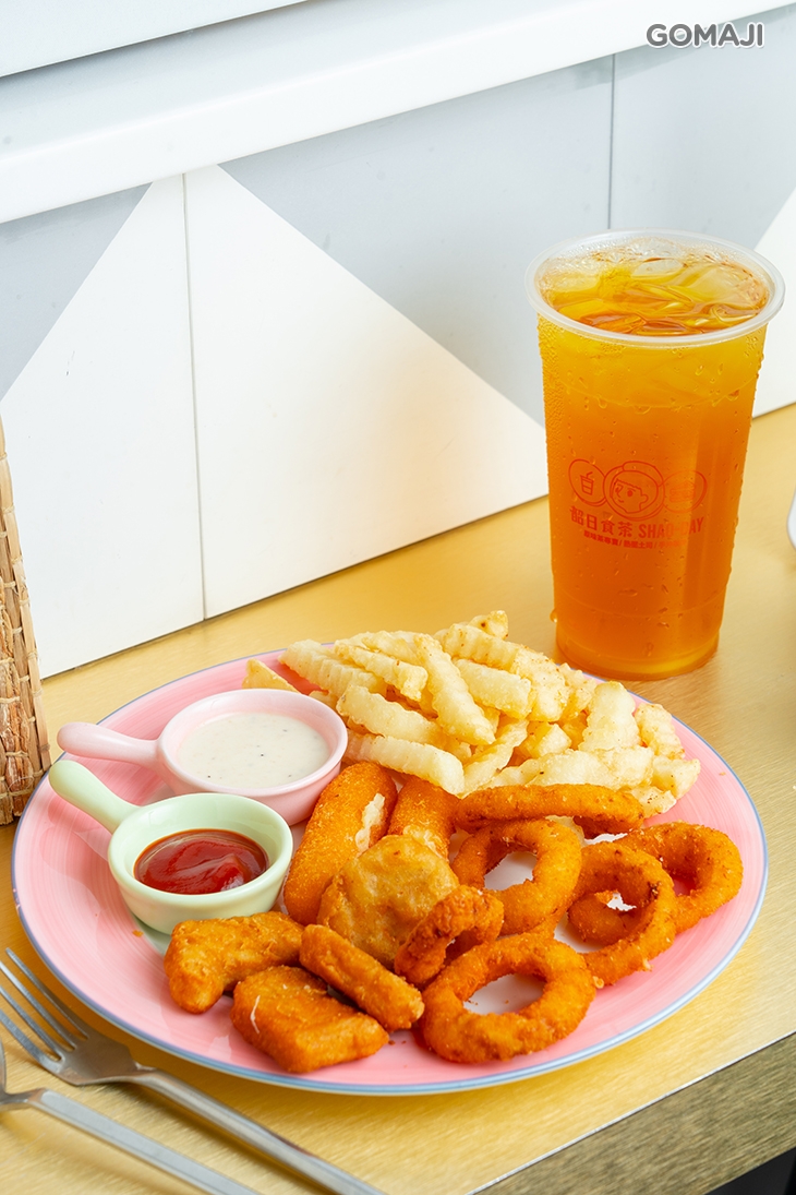 澎拜炸物拼盤、無糖綠