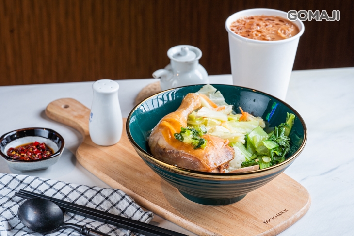 油雞腿飯+港式奶茶