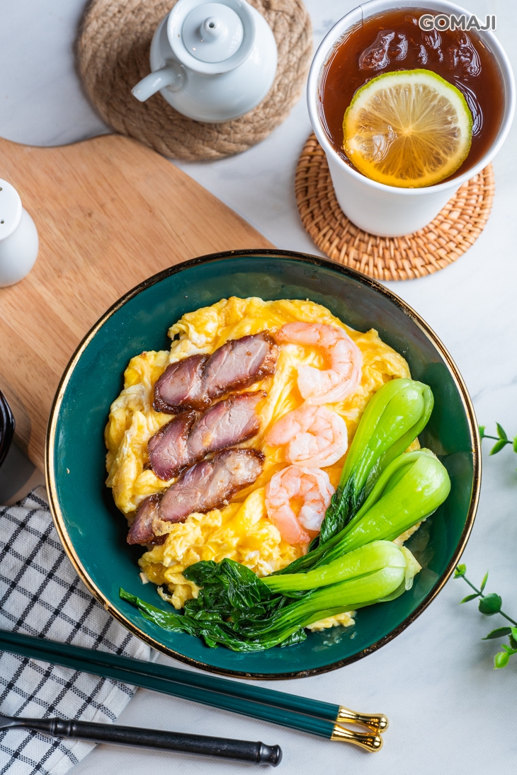 滑蛋蝦仁叉燒飯+ 凍檸茶