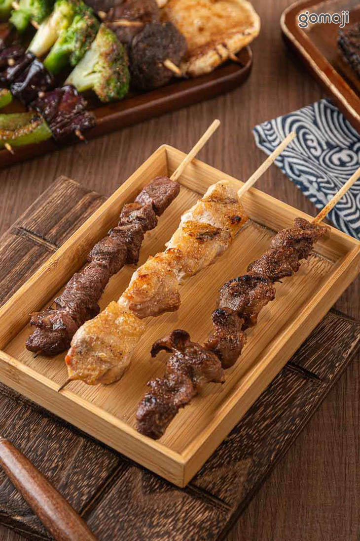 美國板間牛,鹽烤雞腿串,雞胗