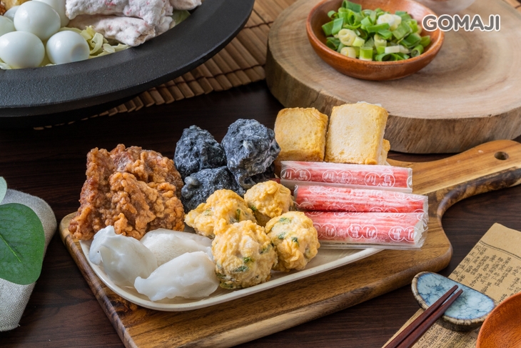 火鍋料(蟹肉棒 水晶餃 墨魚丸 麻糬燒 九層塔丸 排骨酥)