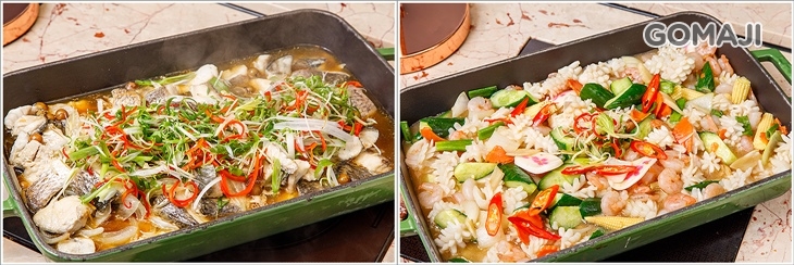 清蒸樹子鱸魚菲力 / 廣式蠔油炒三鮮