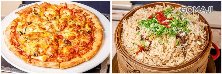 窯烤披薩 / 麻油菇菇飯