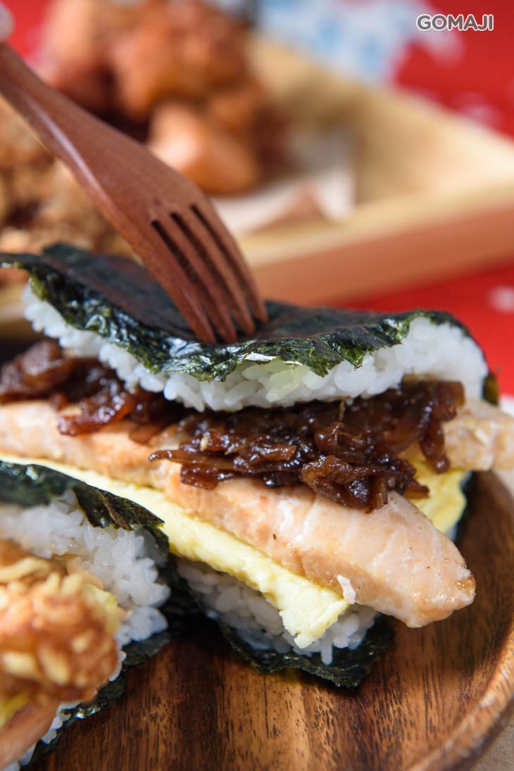 焦糖洋蔥鮭魚握飯丸