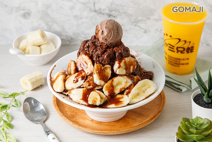 香蕉巧克力雪花冰+冰淇淋