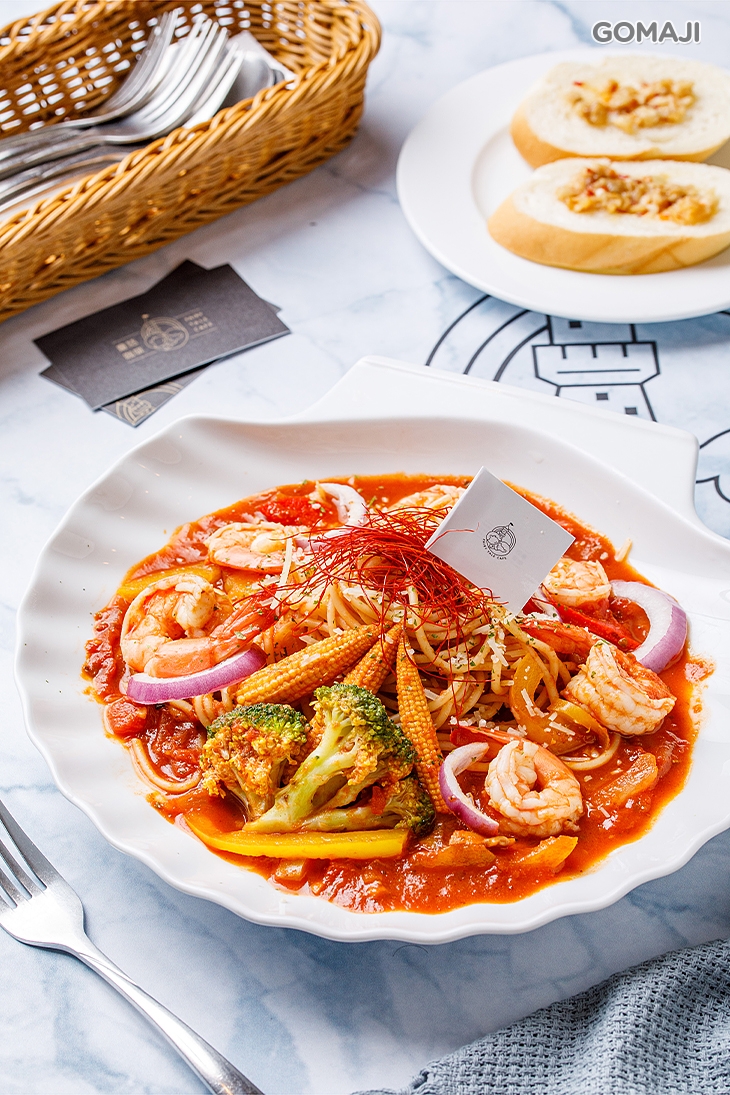茄汁鳳尾蝦義大利麵