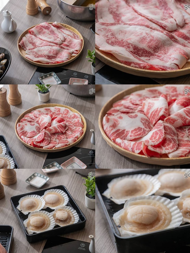 四人以上同行，再贈送 A5和牛雪花/伊比利豬/日本大扇貝 任選一份