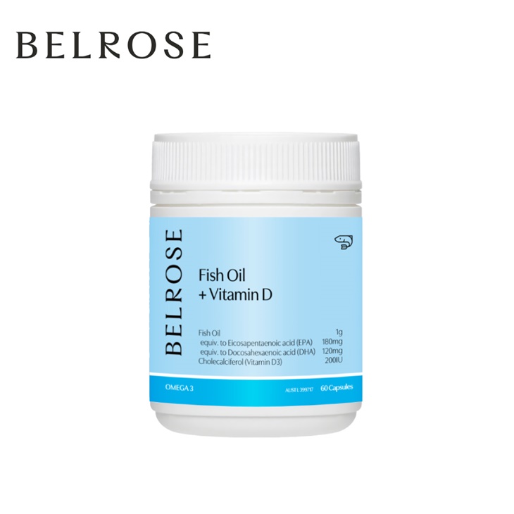 【Belrose】魚油+維他命D膠囊(60錠/瓶)