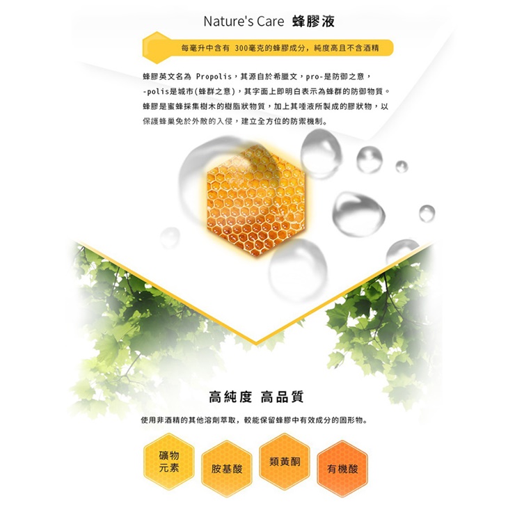【Nature's Care】高品質蜂膠精華液 1瓶(25ml/瓶)(即期良品2026/1/31)